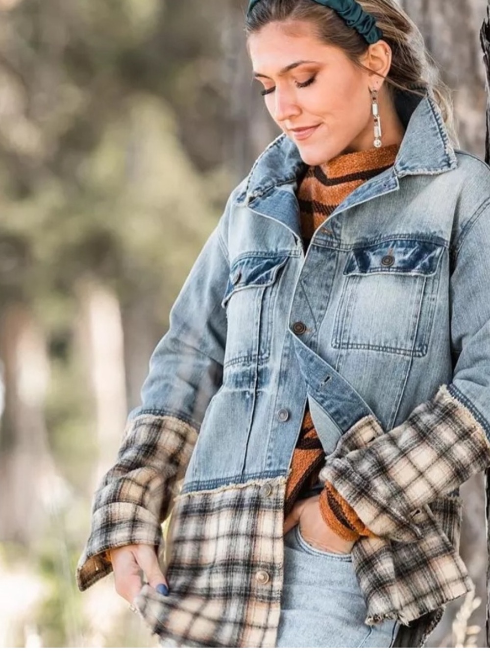 Gimmicks Jean Jacket With Plaid Accents